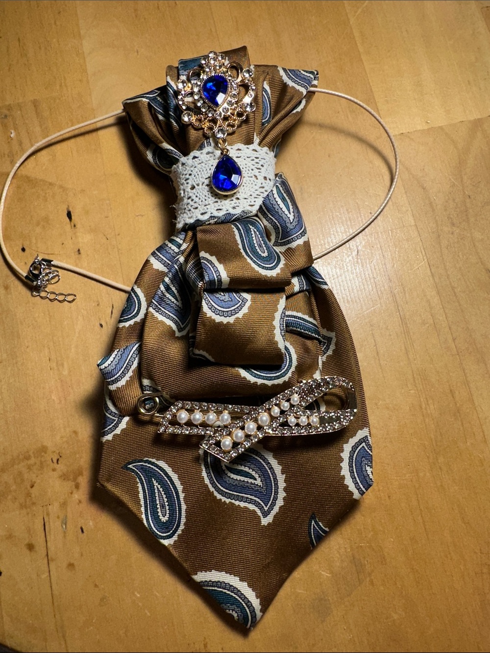 Donberry & Keats All Silk from Italy. Brown with Blue Paisley Accents.